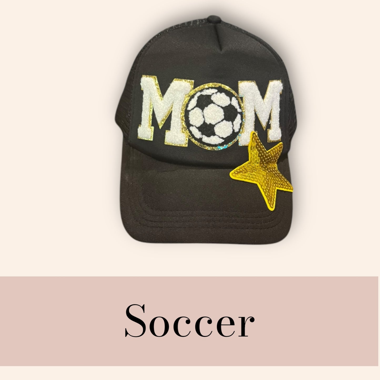 Soccer Rock Star Mom Trucker Hat.