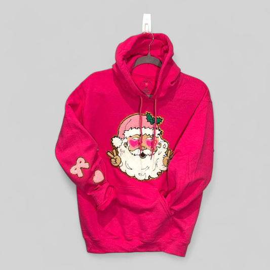 Pink Peace Santa Chenille Hoodie