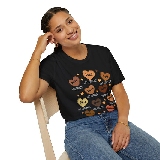 Dream, Lead, Think Unisex T-shirt, Conversation Hearts, Black History Month, Black Culture, Black Excellence, Melanin