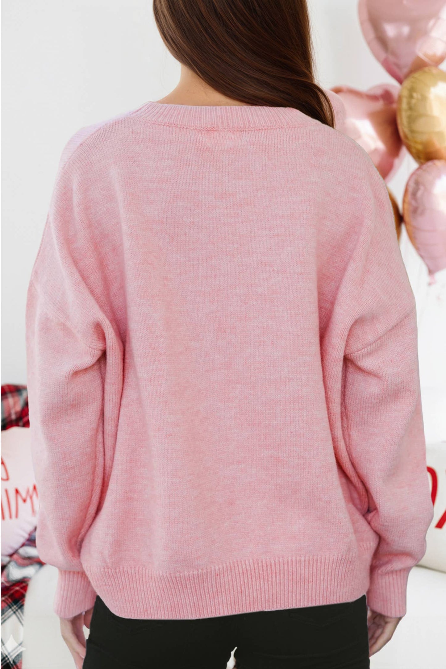 Valentines Corded Love Script Graphic Baggy Sweater