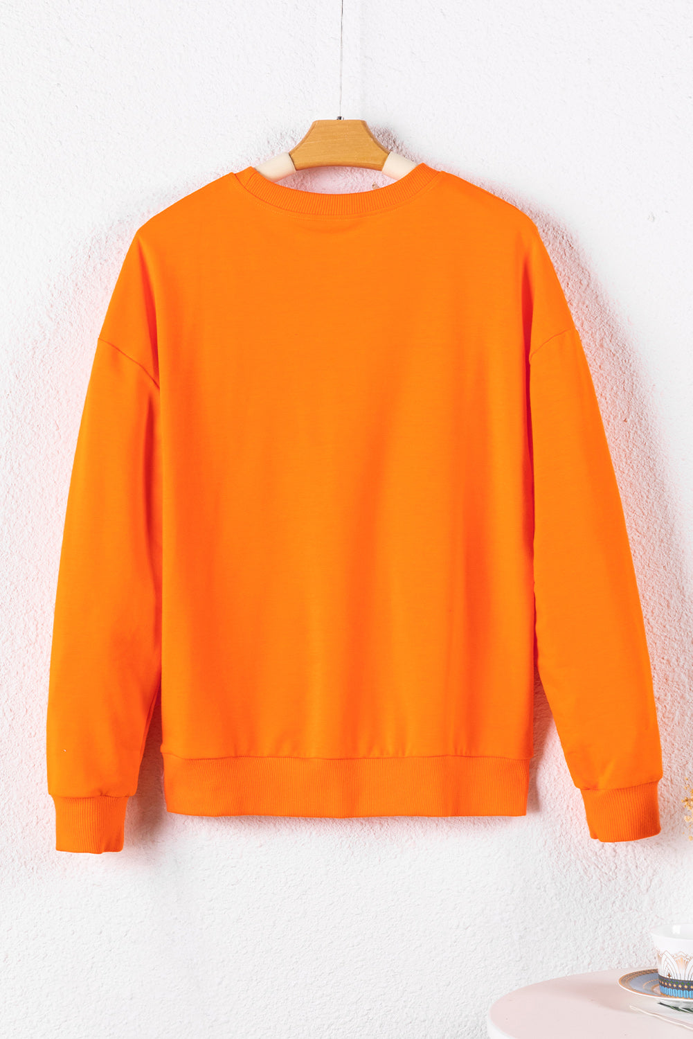 Orange Game Day Contrast Trim Drop Sleeve Sweatshirt