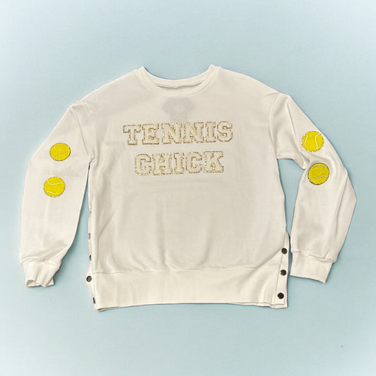 Tennis Chick Side Button Crew