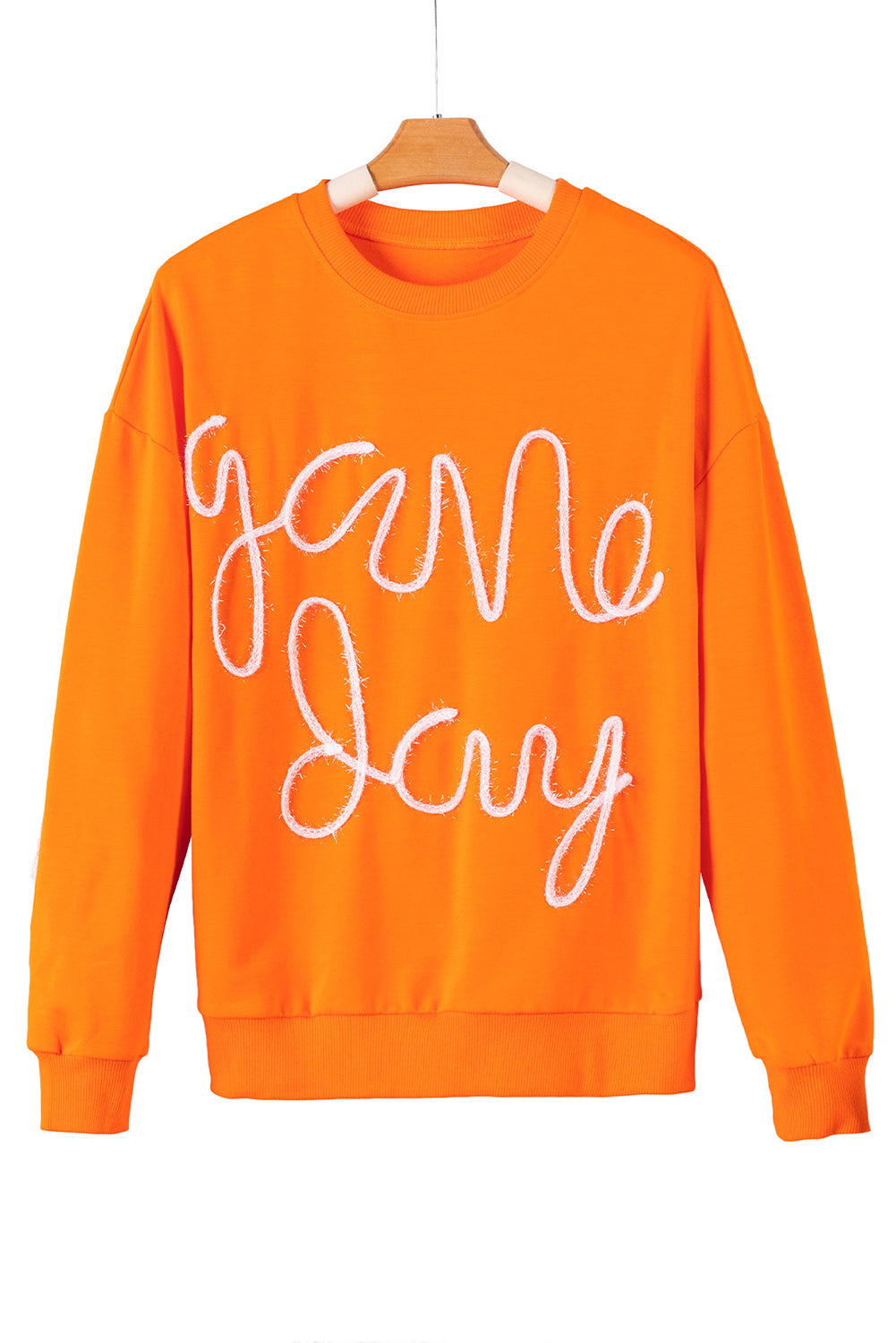 Orange Game Day Contrast Trim Drop Sleeve Sweatshirt